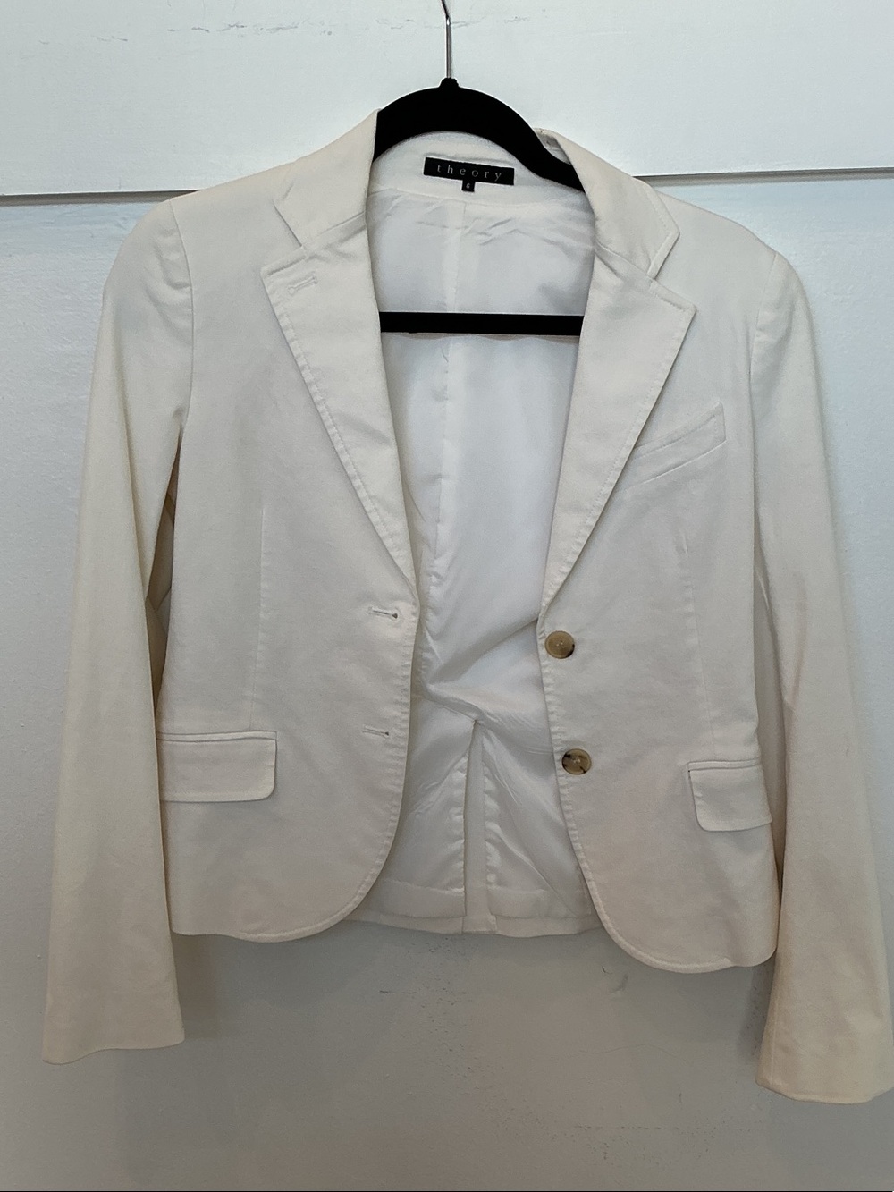 Theory Women's Ivory Tailored Cotton Blazer